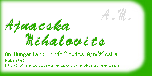 ajnacska mihalovits business card